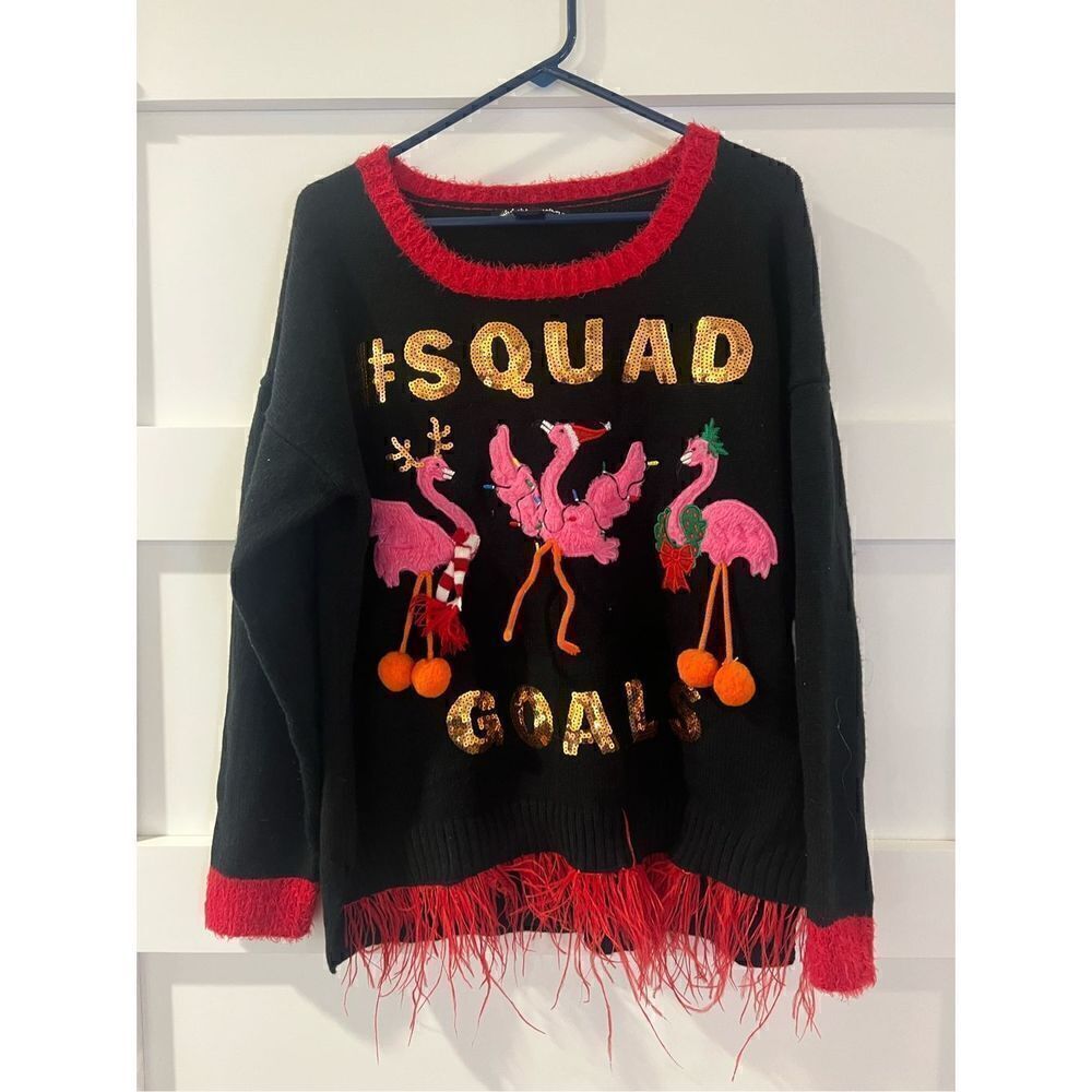 United States Sweaters #squad goals Holiday ugly Christmas Flamingos Sweater